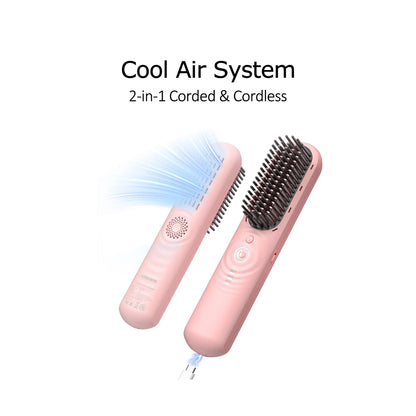 CONLWIN Cordless Straightener Brush,Mini Portable Straightener with Cool Air Setting & Hair Care,350M Negative Lons for Frizz-Free,Cordless & Corded Dual-Use,Gift