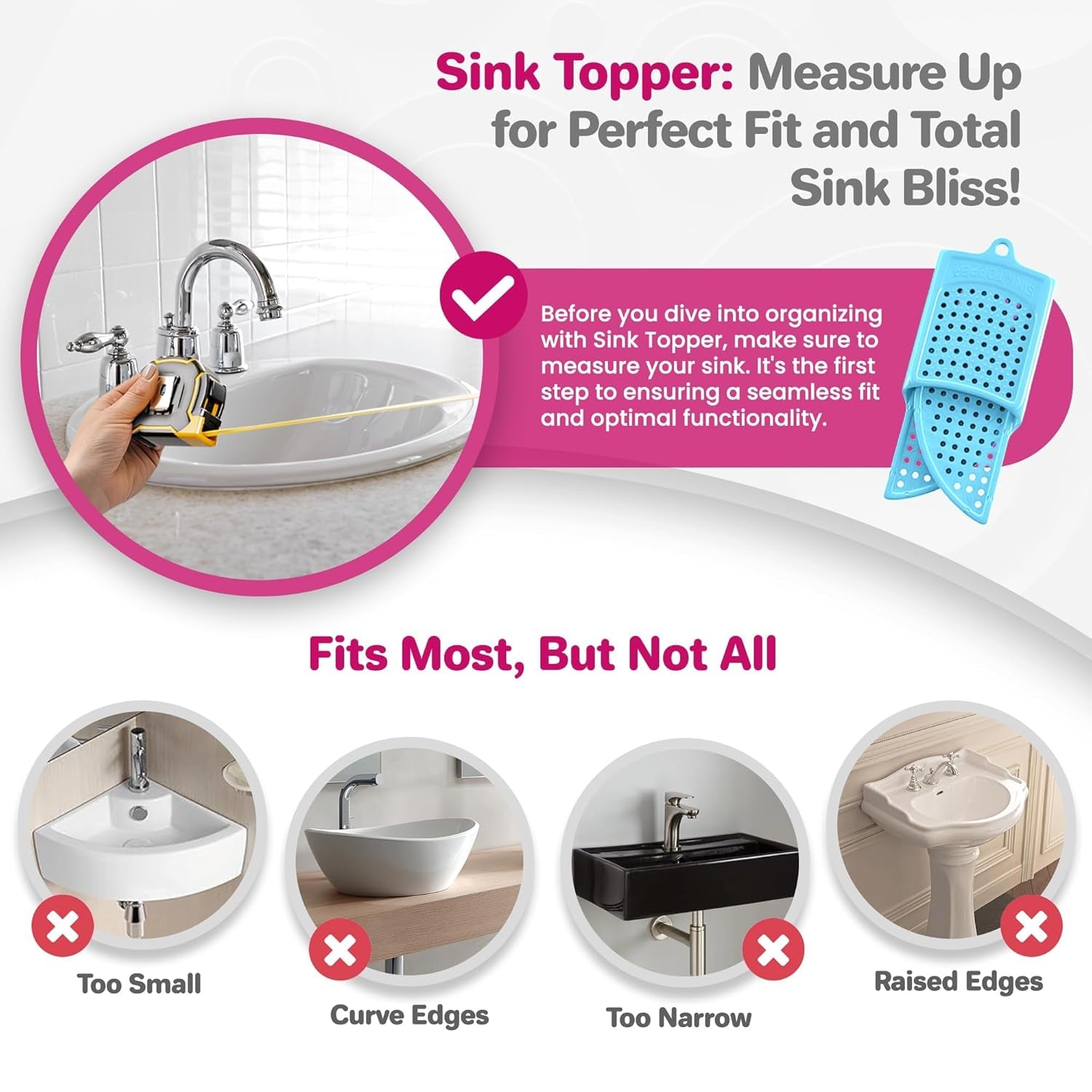 Bathroom Counter Cover & Storage Saver, Foldable Mat for Hot Tools, Hair Styling & Makeup, Beauty Brush Cleaning Mat, RV Camper Sink Cover & for Small Spaces (Standard Pacific Blue)