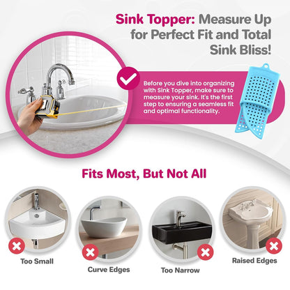 Bathroom Counter Cover & Storage Saver, Foldable Mat for Hot Tools, Hair Styling & Makeup, Beauty Brush Cleaning Mat, RV Camper Sink Cover & for Small Spaces (Standard Pacific Blue)
