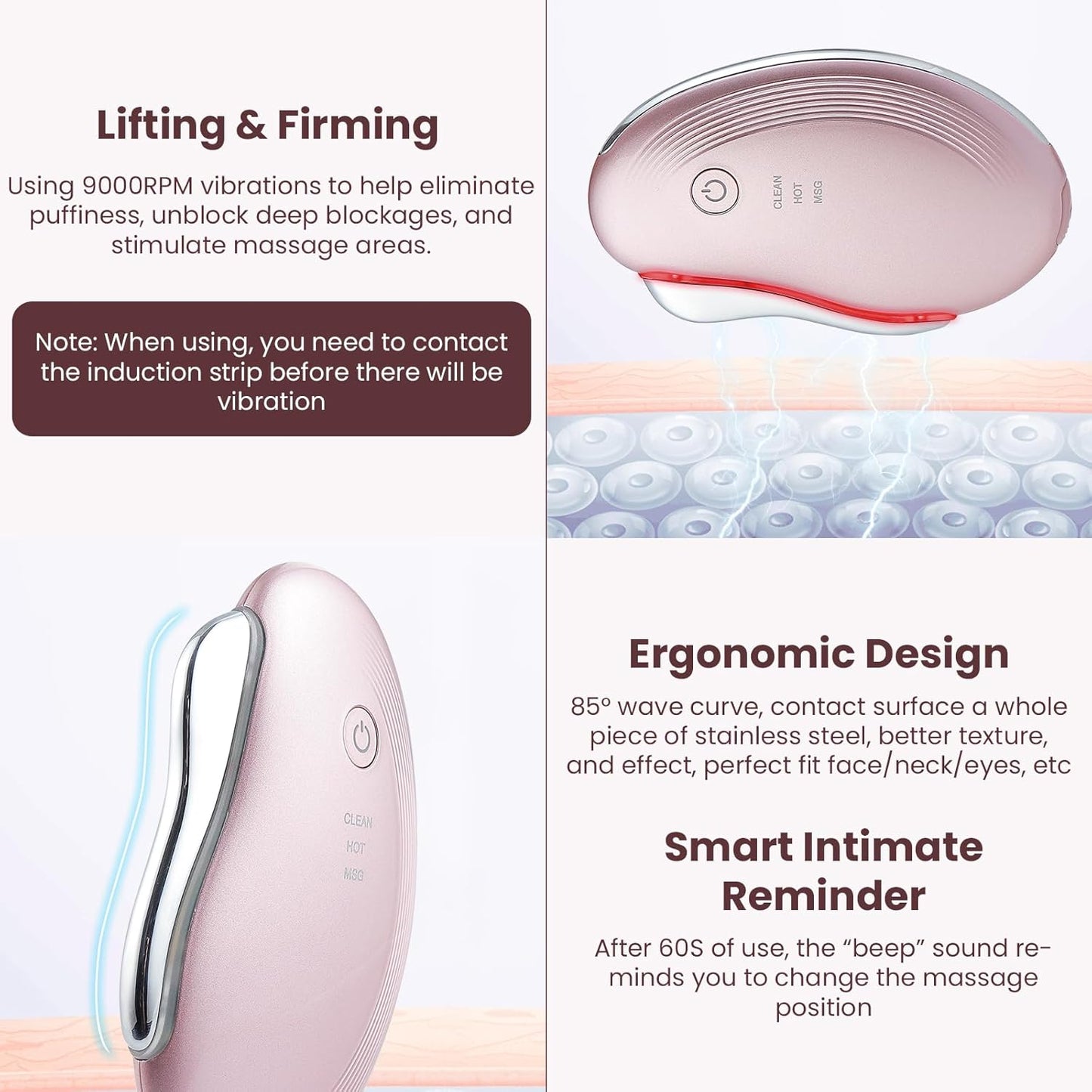 Heat Electric Gua Sha Tool, Face Massager 4-In-1 Multiple Function Gua Sha Electric Massager for the Face and Neck