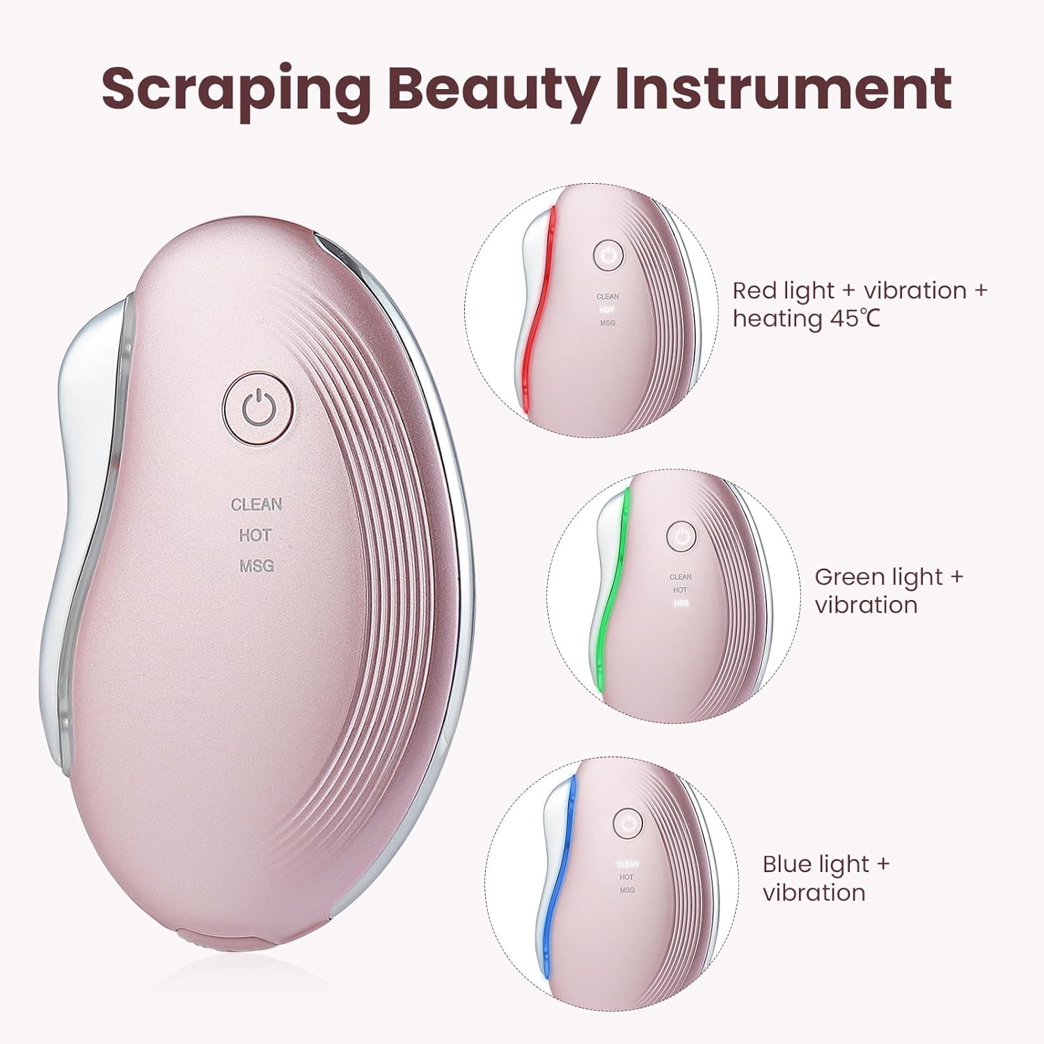 Heat Electric Gua Sha Tool, Face Massager 4-In-1 Multiple Function Gua Sha Electric Massager for the Face and Neck