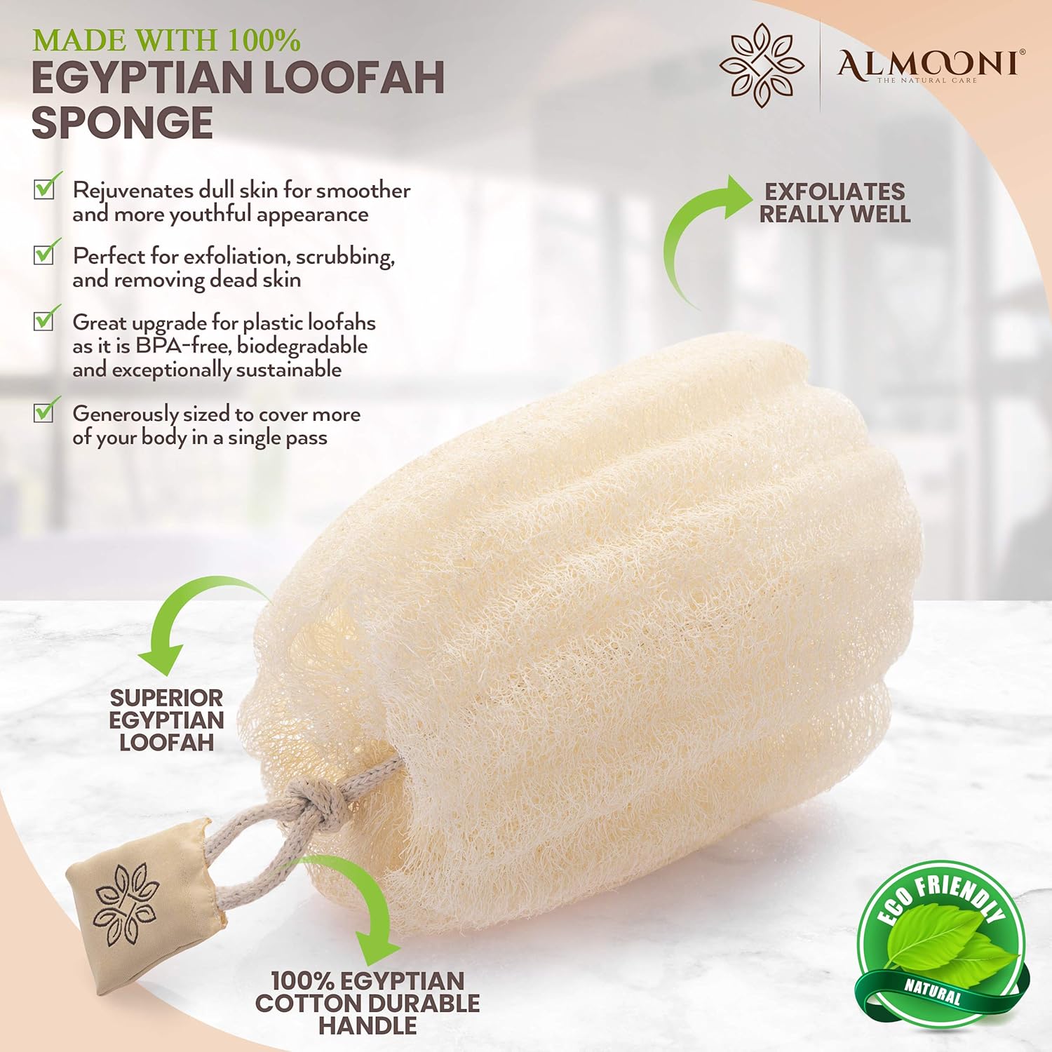 Egyptian Loofah Exfoliating Body Scrubber, Natural Real Egyptian Shower Loofah Sponge Body Scrubber for Women and Men, for Body and Face That Will Get You Clean - 3 Count (1 Pack)