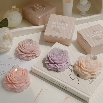 3D Peony Aromatic Candle Creative Flower Shape Aromatherapy Wedding Decor Gifts Box Valentine'S Day Scented Souvenir Ornament