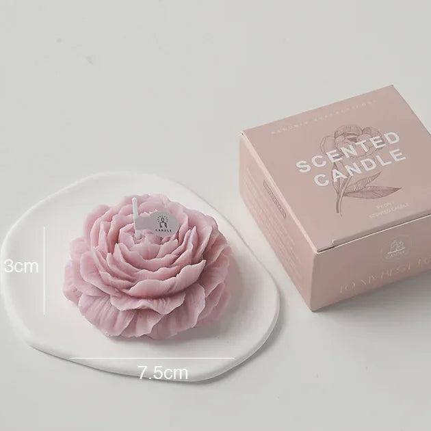 3D Peony Aromatic Candle Creative Flower Shape Aromatherapy Wedding Decor Gifts Box Valentine'S Day Scented Souvenir Ornament