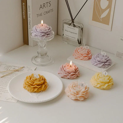 3D Peony Aromatic Candle Creative Flower Shape Aromatherapy Wedding Decor Gifts Box Valentine'S Day Scented Souvenir Ornament
