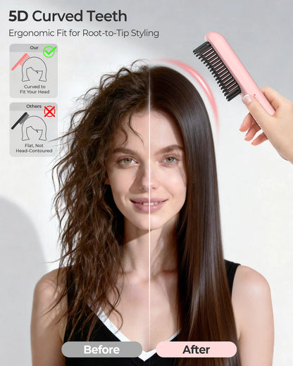 CONLWIN Cordless Straightener Brush,Mini Portable Straightener with Cool Air Setting & Hair Care,350M Negative Lons for Frizz-Free,Cordless & Corded Dual-Use,Gift